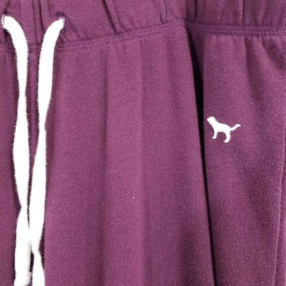 Pink Victoria's Secret Woman's Sz M Sweat Pants Burgundy drawstring stretch - Picture 4 of 8